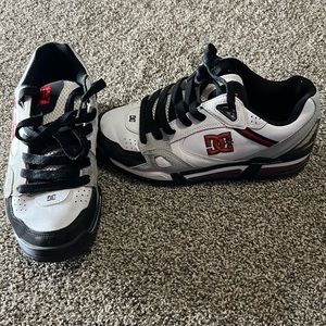 White, black and Red DC skateboard shoes